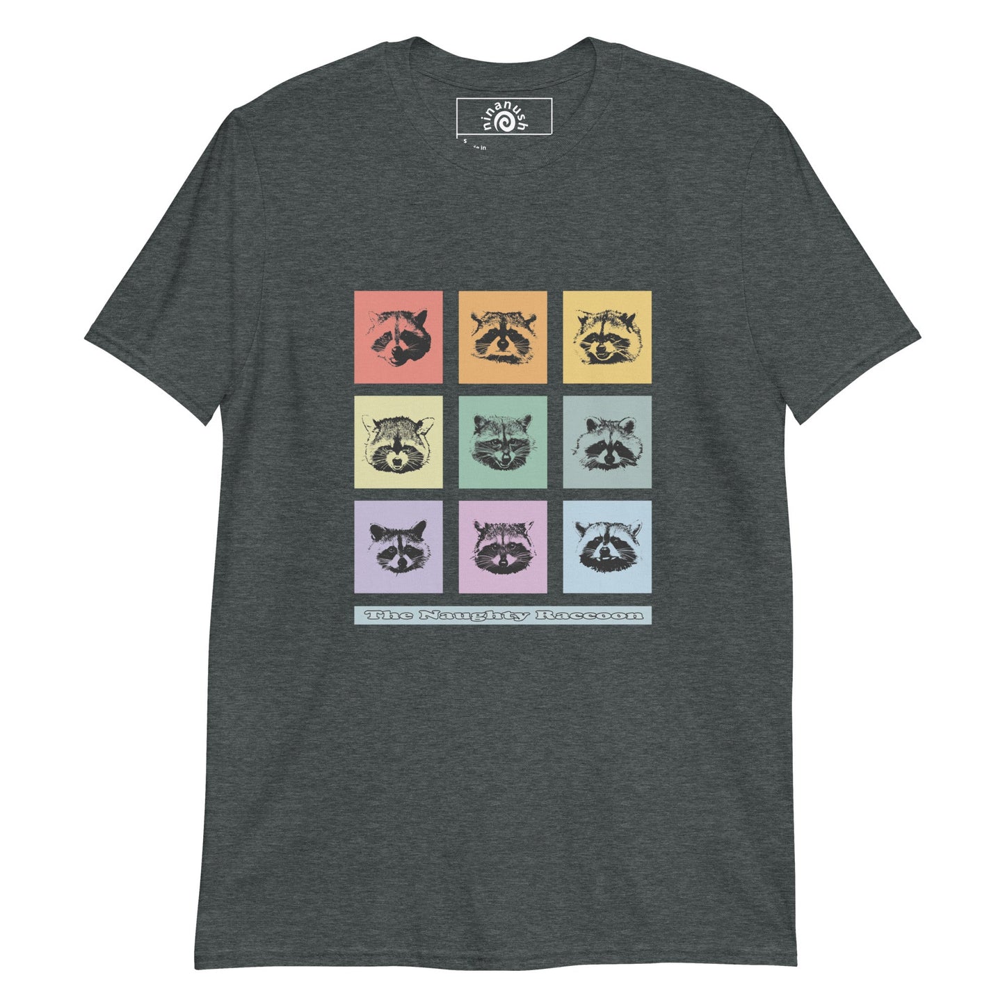 Colorful Nine Naughty Raccoons T-Shirt - ninanush