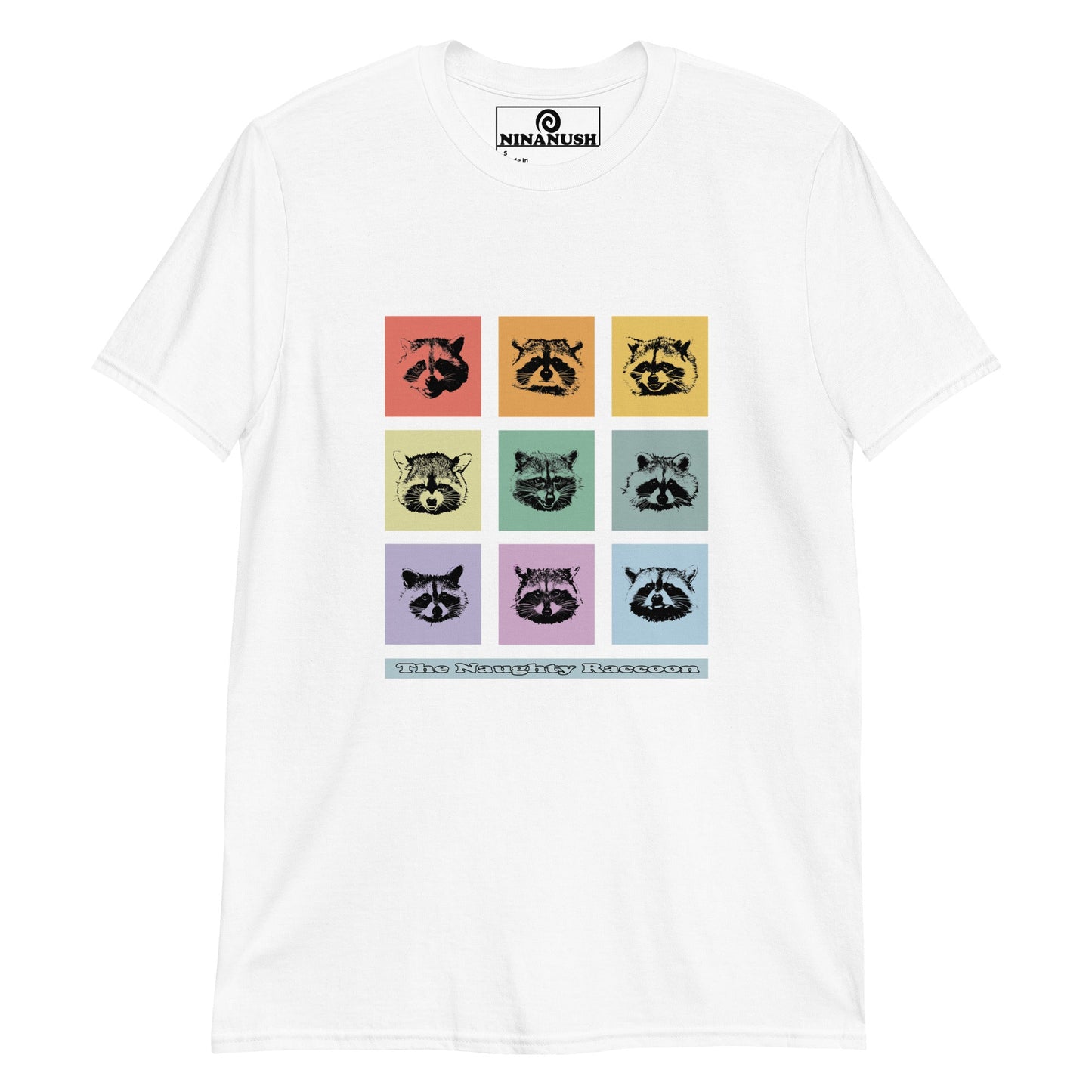 Colorful Nine Naughty Raccoons T-Shirt - ninanush