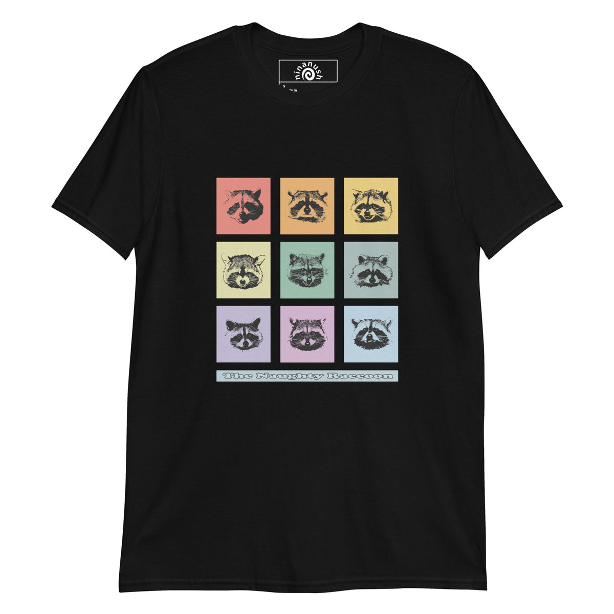 Colorful Nine Naughty Raccoons T-Shirt - ninanush