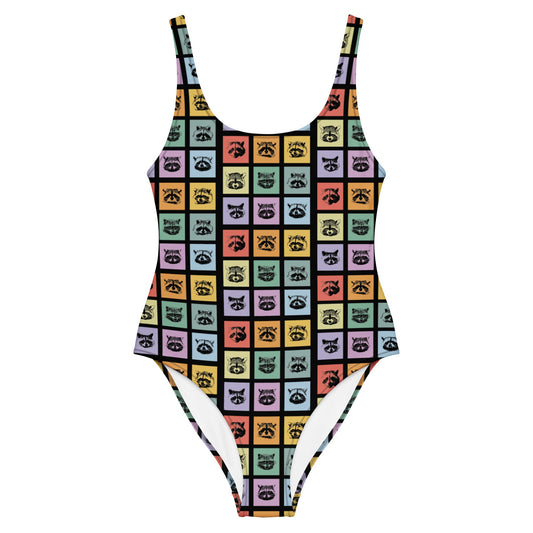 Colorful Raccoons One-Piece Swimsuit - ninanush