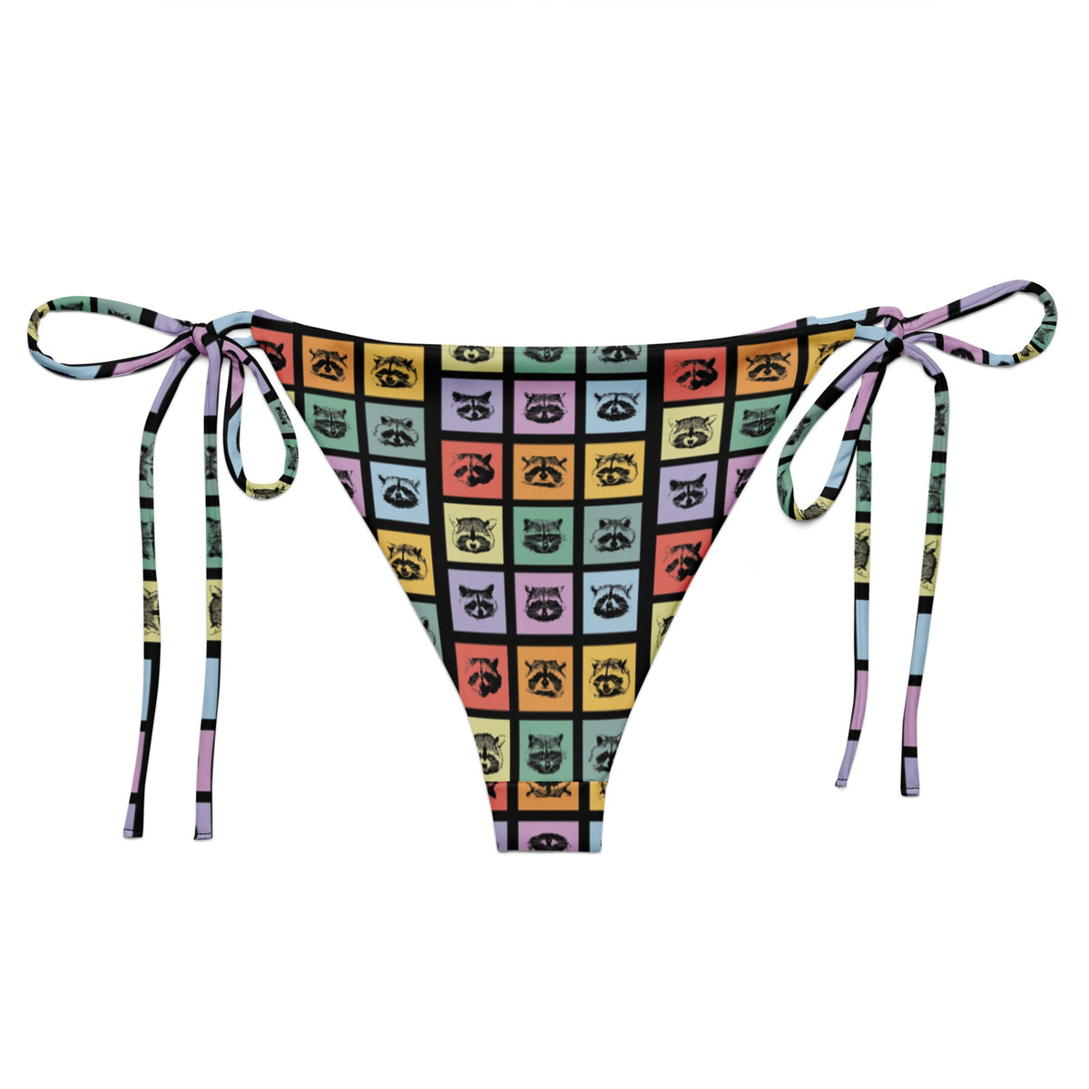Colorful Raccoons Recycled Bikini Bottom - ninanush