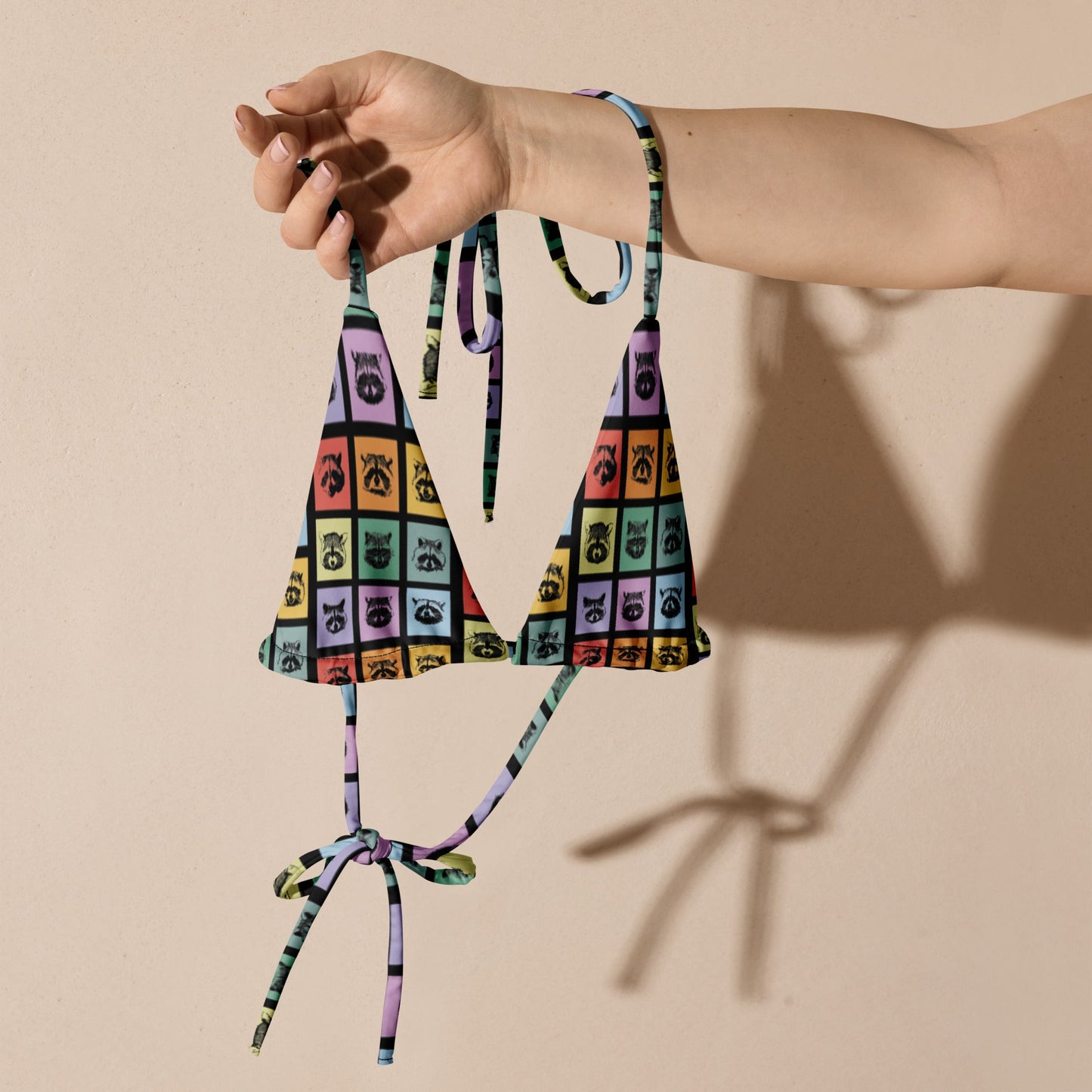 Colorful Raccoons Recycled Bikini Top - ninanush