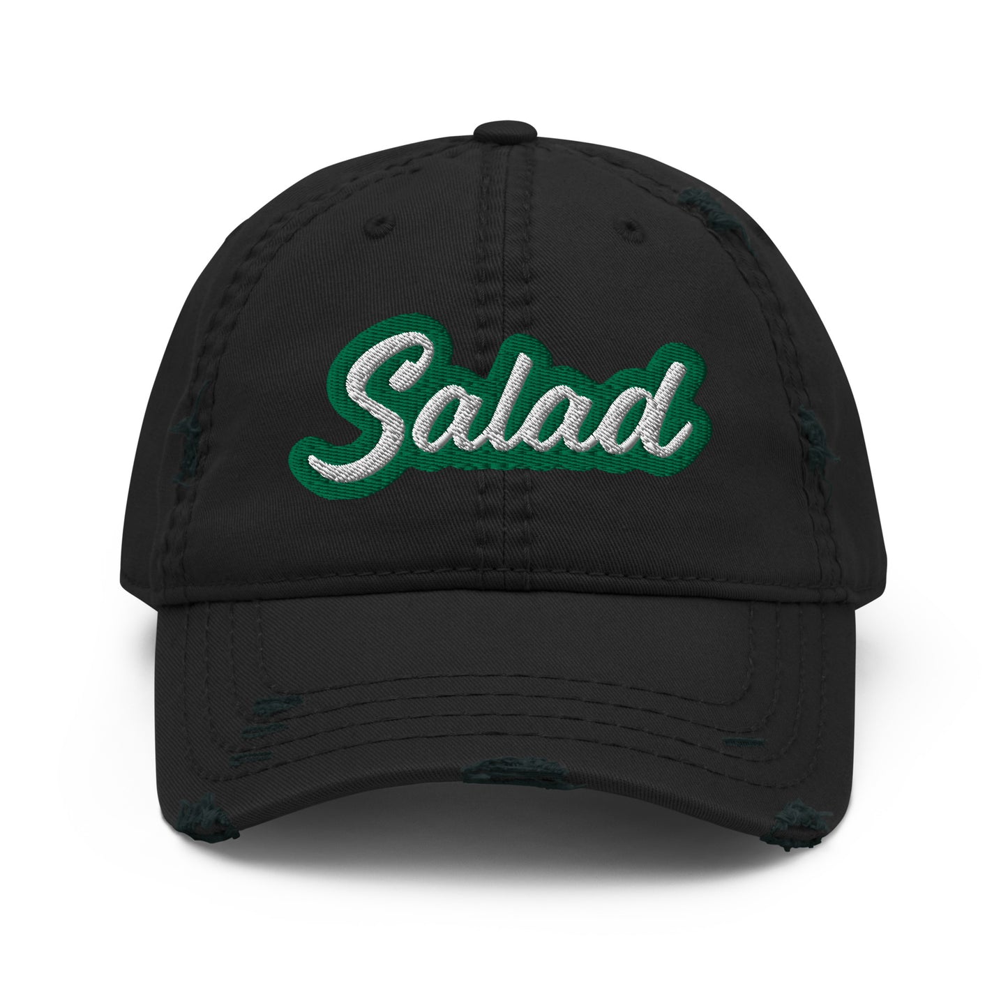 Black Salad Dad Hat - Love salad? Looking for a sarcastic hat for a foodie? This Salad Hat is just what you need. It's a comfortable cotton hat with an adjustable closure and "Salad", expertly embroidered on the front. 