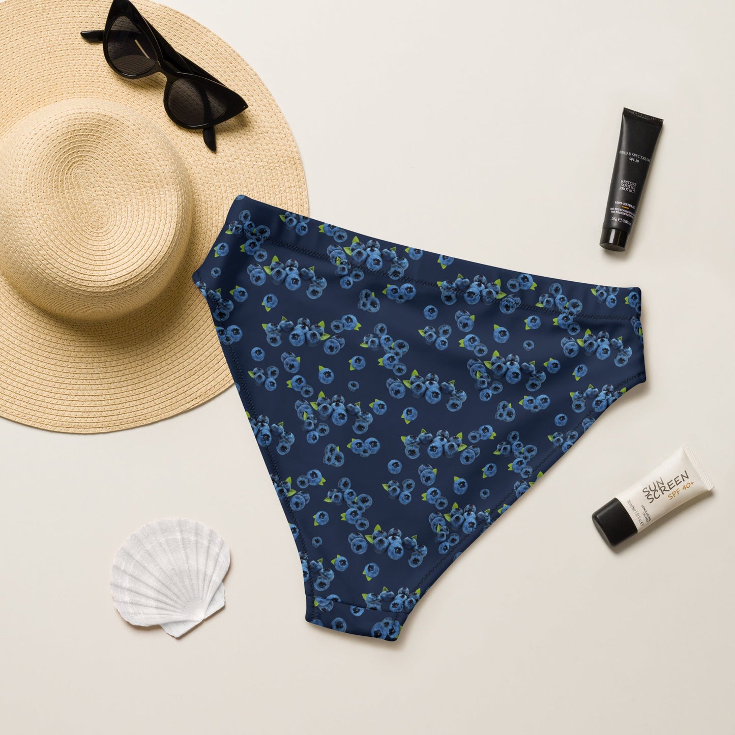 Eco Blueberries High-Waisted Bikini Bottom - ninanush
