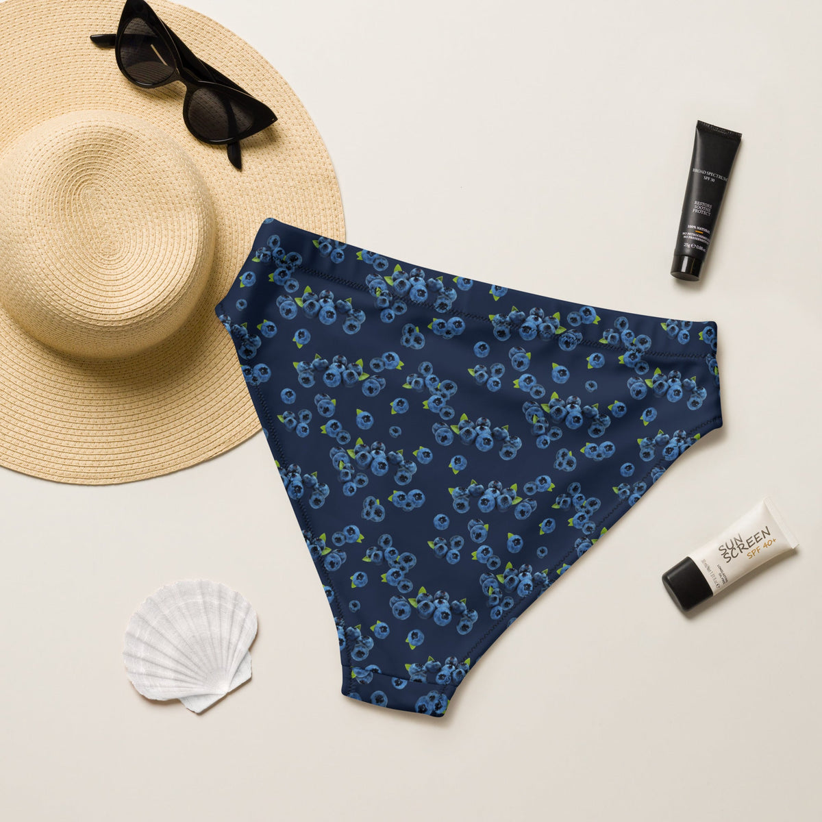 Eco Blueberries High-Waisted Bikini Bottom - ninanush