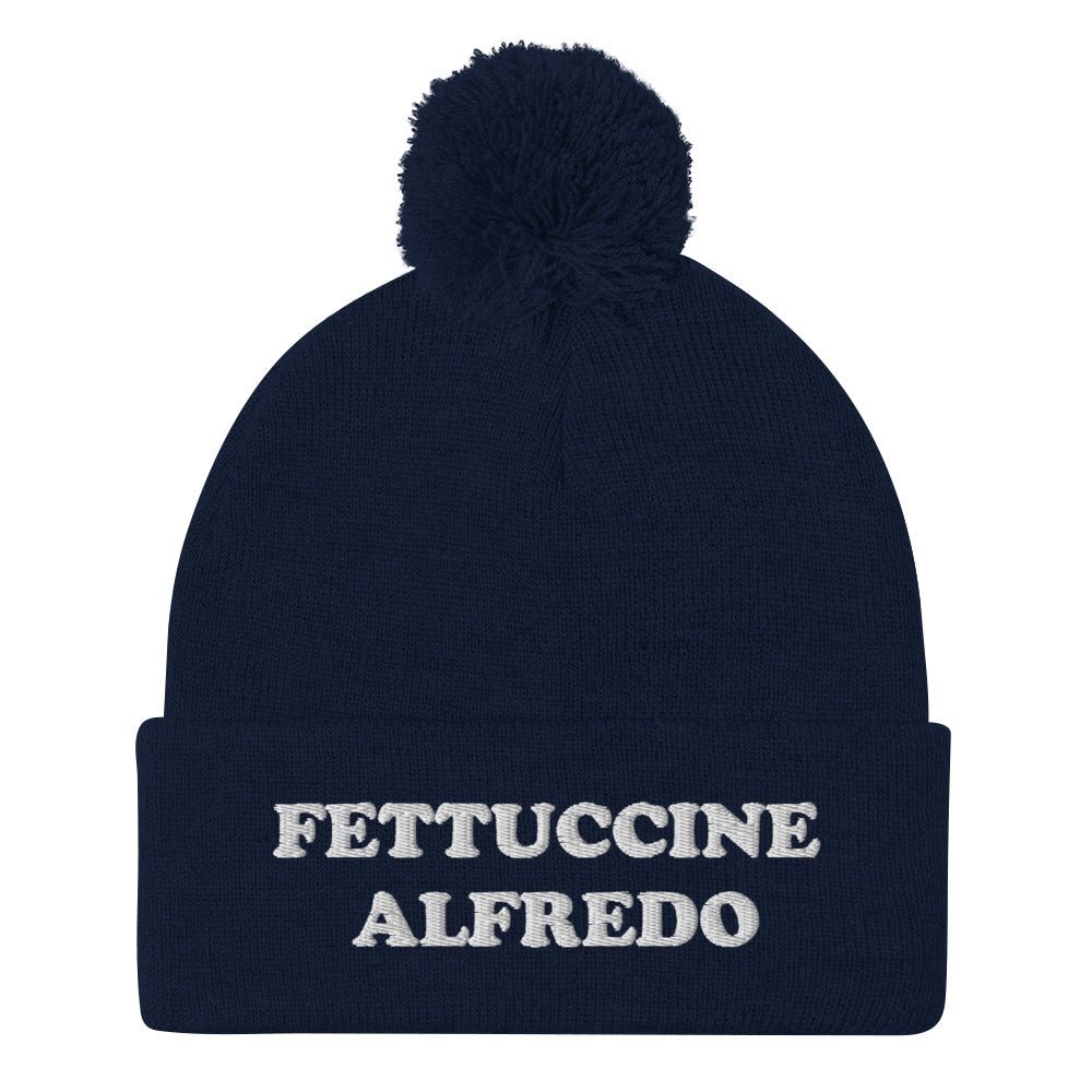 Fettuccine Alfredo Beanie - White Embroidery - ninanush