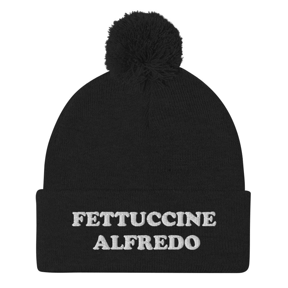 Fettuccine Alfredo Beanie - White Embroidery - ninanush
