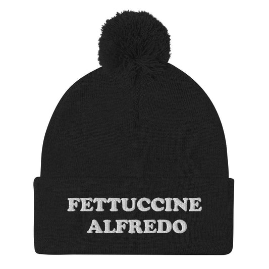 Fettuccine Alfredo Beanie - White Embroidery - ninanush