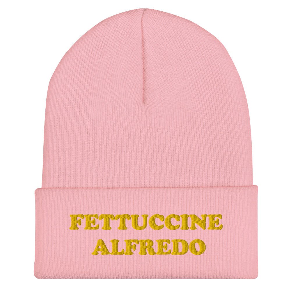 Fettuccine Alfredo Cuffed Beanie - Yellow Embroidery - ninanush