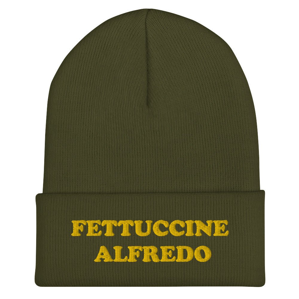 Fettuccine Alfredo Cuffed Beanie - Yellow Embroidery - ninanush