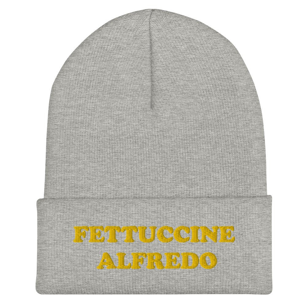 Fettuccine Alfredo Cuffed Beanie - Yellow Embroidery - ninanush