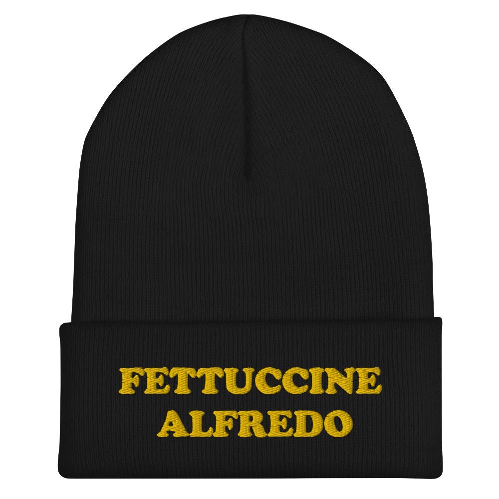 Fettuccine Alfredo Cuffed Beanie - Yellow Embroidery - ninanush