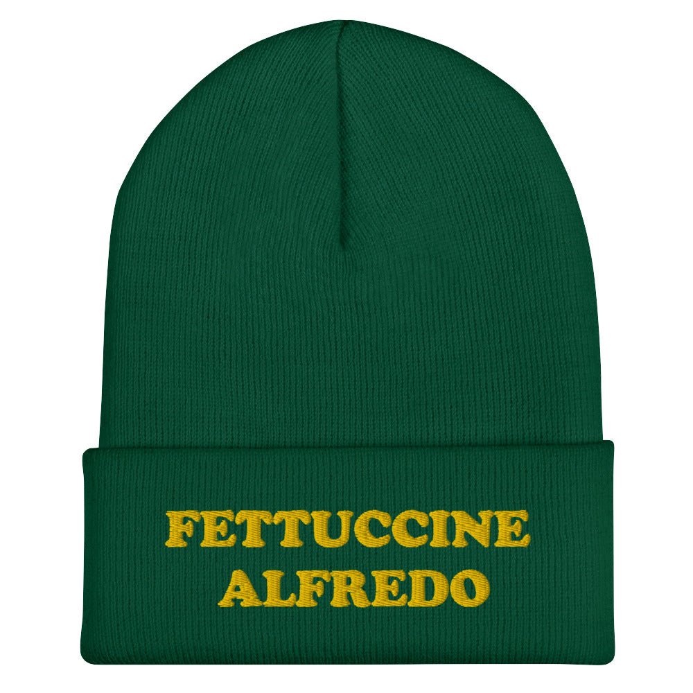 Fettuccine Alfredo Cuffed Beanie - Yellow Embroidery - ninanush
