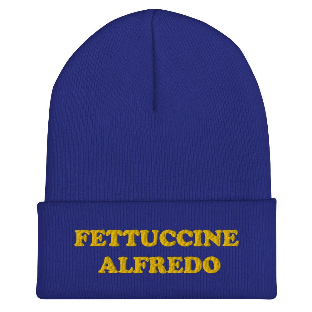 Fettuccine Alfredo Cuffed Beanie - Yellow Embroidery - ninanush