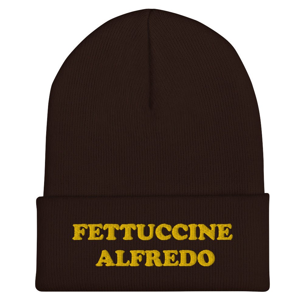 Fettuccine Alfredo Cuffed Beanie - Yellow Embroidery - ninanush