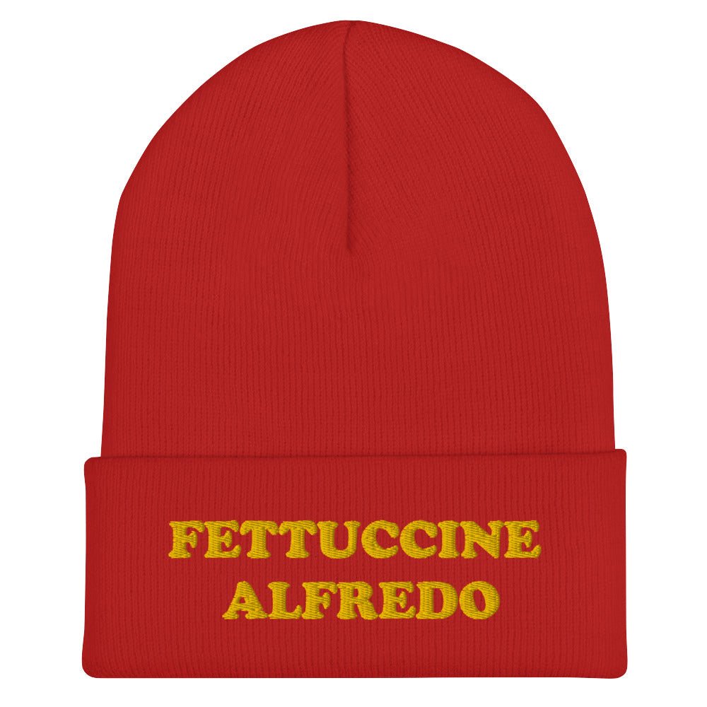 Fettuccine Alfredo Cuffed Beanie - Yellow Embroidery - ninanush
