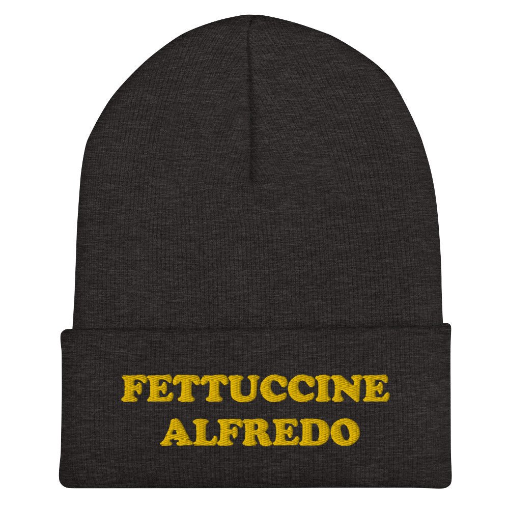 Fettuccine Alfredo Cuffed Beanie - Yellow Embroidery - ninanush