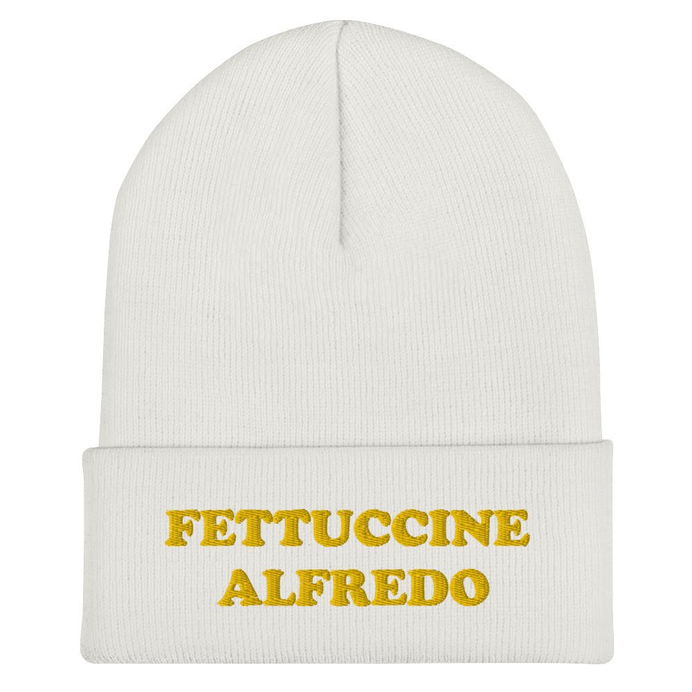 Fettuccine Alfredo Cuffed Beanie - Yellow Embroidery - ninanush