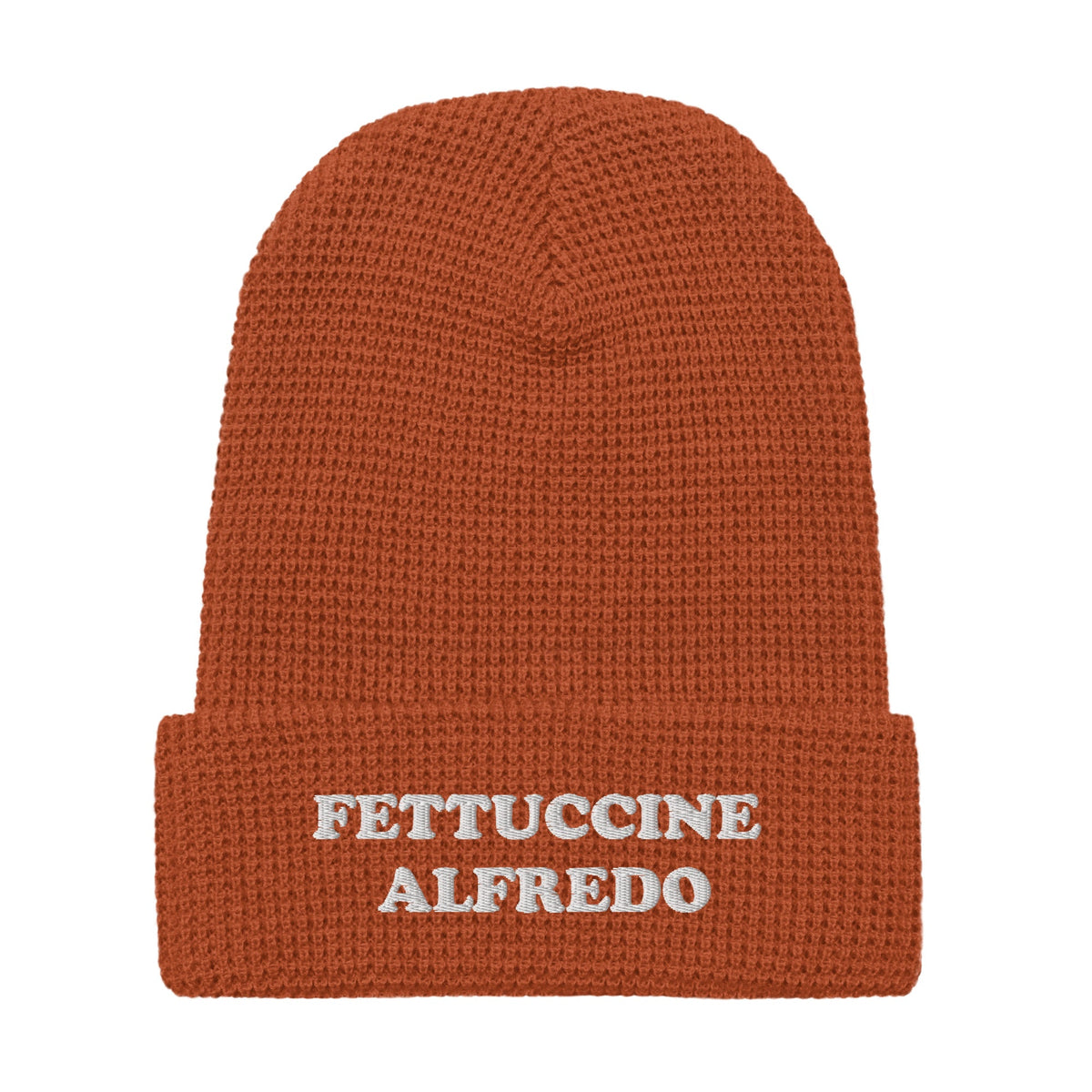 Fettuccine Alfredo Waffle Beanie - White Embroidery - ninanush