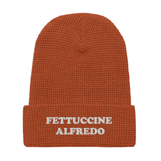 Fettuccine Alfredo Waffle Beanie - White Embroidery - ninanush