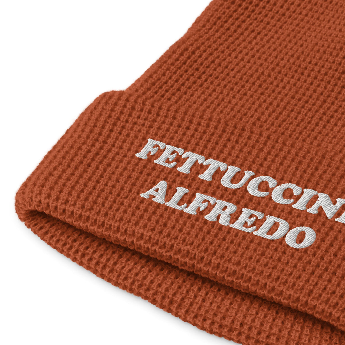 Fettuccine Alfredo Waffle Beanie - White Embroidery - ninanush