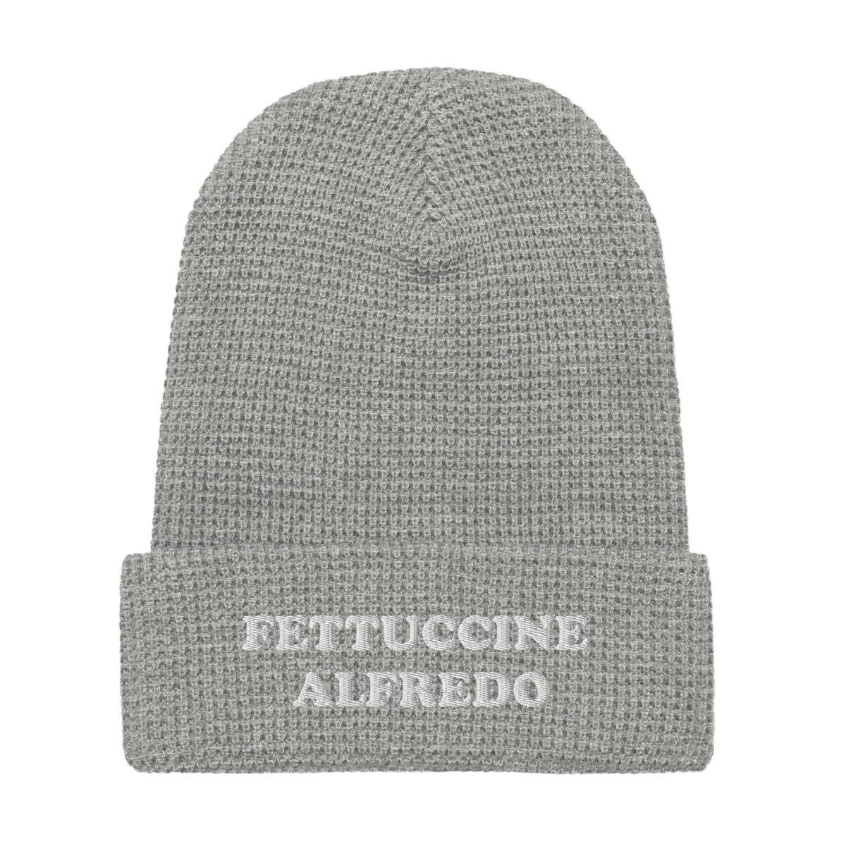 Fettuccine Alfredo Waffle Beanie - White Embroidery - ninanush