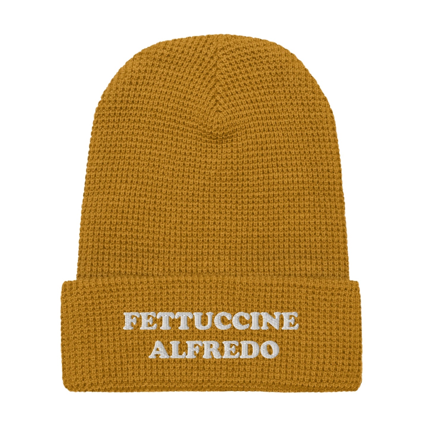 Fettuccine Alfredo Waffle Beanie - White Embroidery - ninanush
