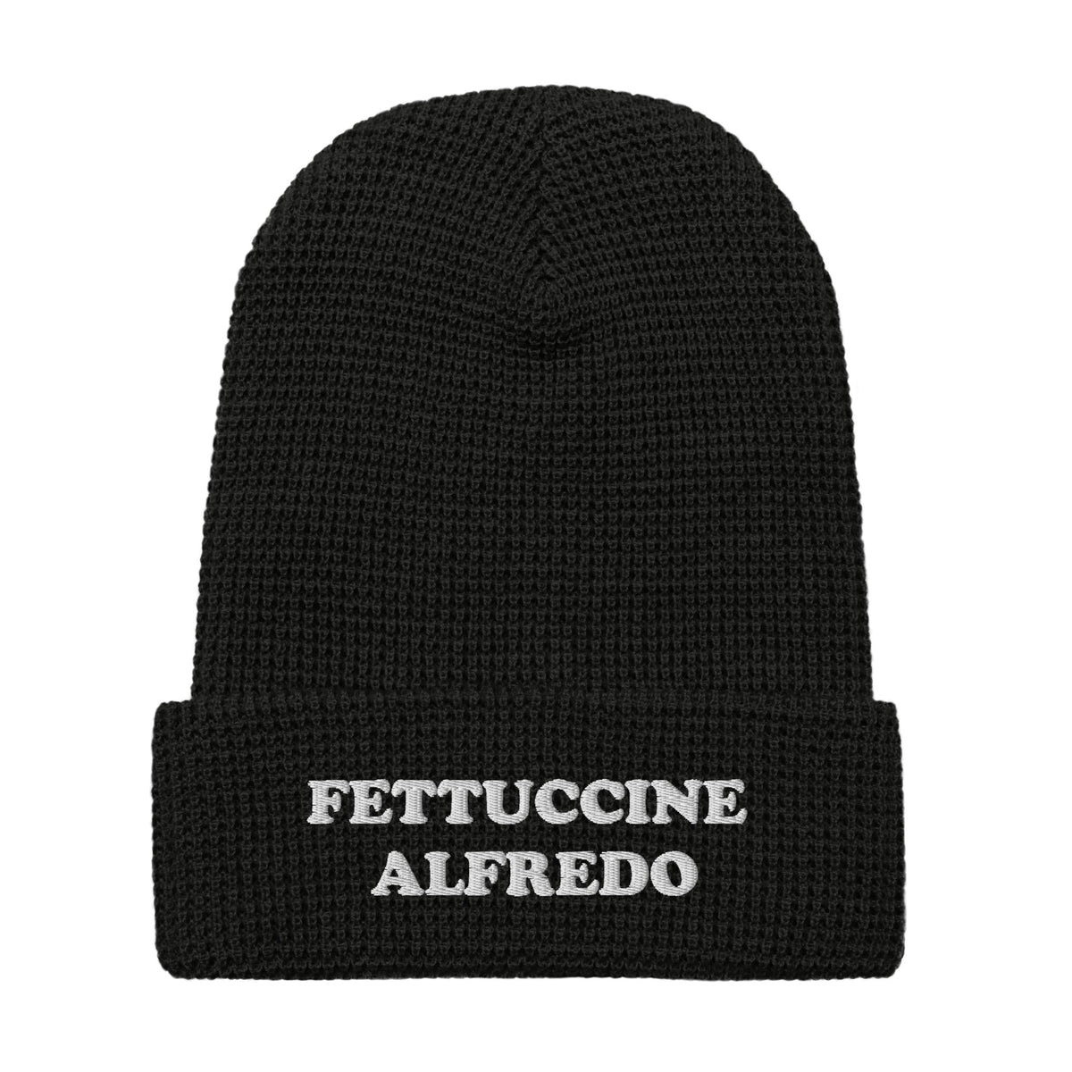 Fettuccine Alfredo Waffle Beanie - White Embroidery - ninanush