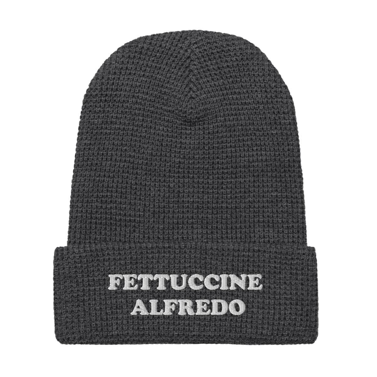 Fettuccine Alfredo Waffle Beanie - White Embroidery - ninanush
