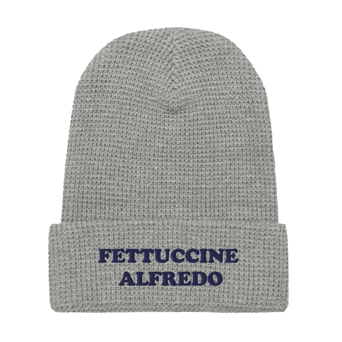Fettuccine Alfredo Waffle Beanie - Yellow and Navy Embroidery - ninanush