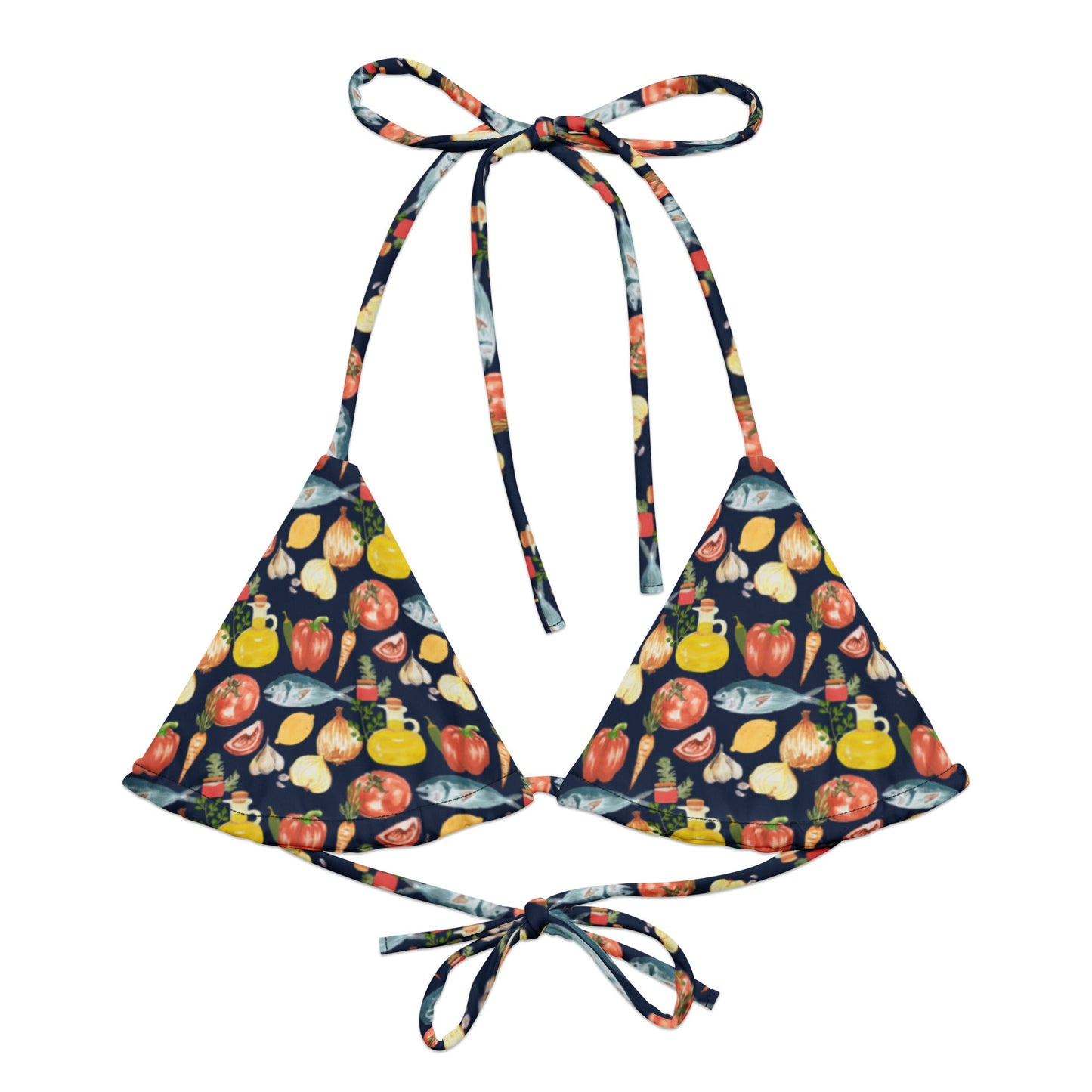 Fish & Veggies Recycled String Bikini Top - ninanush