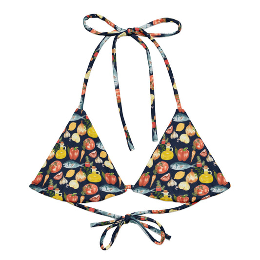 Fish & Veggies Recycled String Bikini Top - ninanush