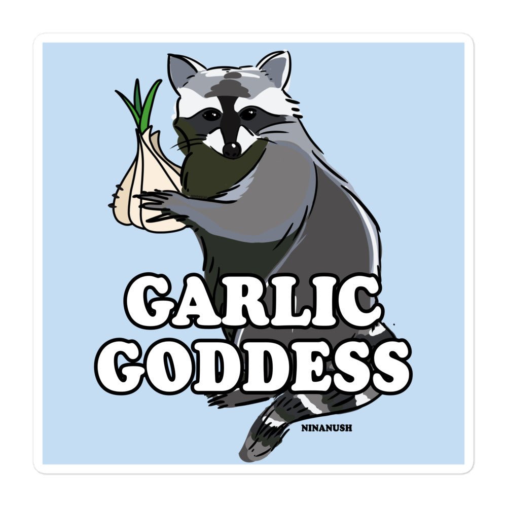 Garlic Goddess Raccoon Sticker - ninanush
