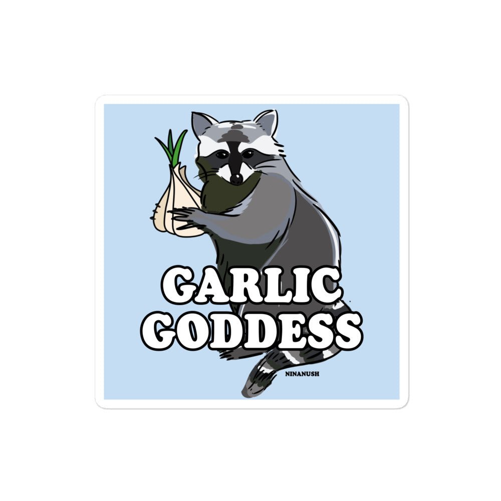 Garlic Goddess Raccoon Sticker - ninanush