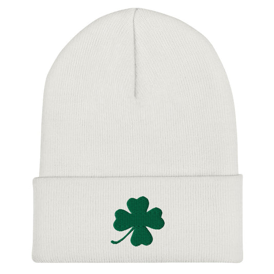 Green Four Leaf Clover Cuffed Beanie - ninanush