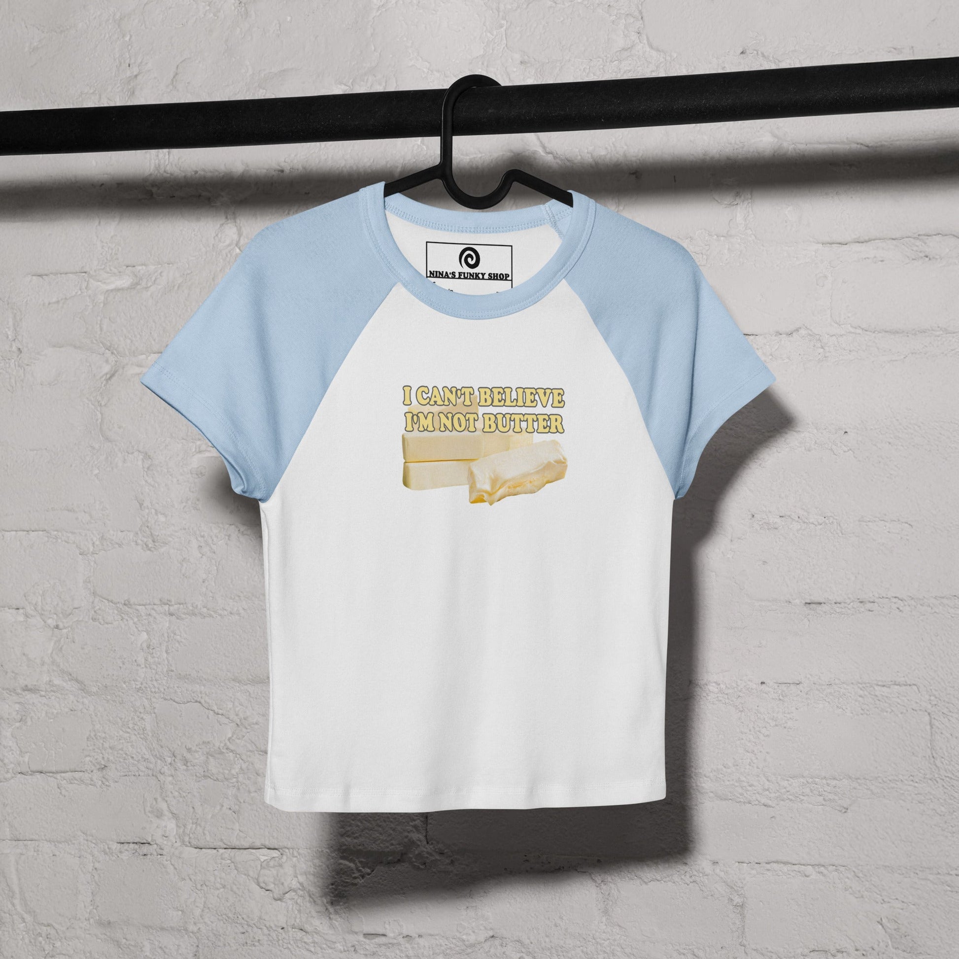 I Can't Believe I'm Not Butter Raglan Tee - ninanush