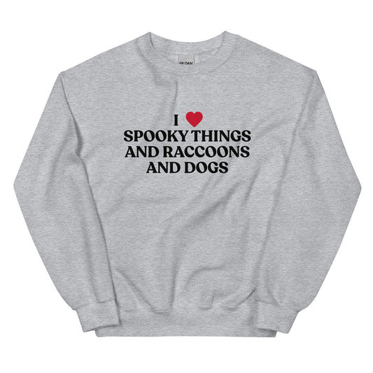 I Like Spooky Things Raccoons and Dogs Sweatshirt - ninanush