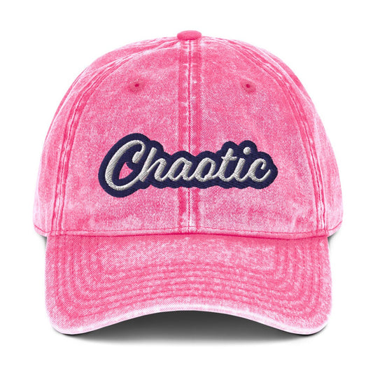 Pink Wild child dad hat for chaos lovers - This unique dad hat is the ultimate accessory for those who embrace the chaos! It's a funny dad hat with a washed out denim vintage style look and a unique embroidery. Wear it as an fashionable everyday hat or give it as a gift for wild friends. Add a little personality to your look with our funny clothing and accessories. 