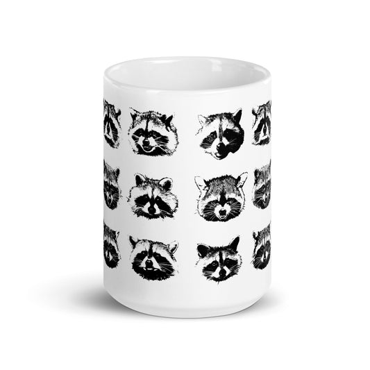 Nine Naughty Raccoon Faces Mug - ninanush
