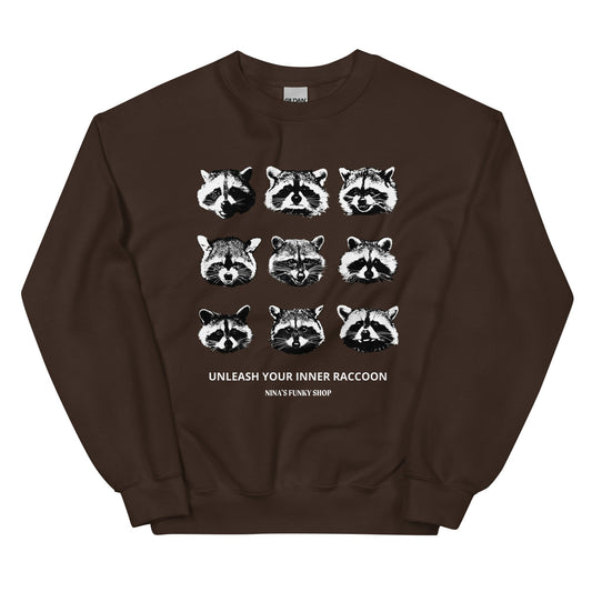 Nine Naughty Raccoon Faces Sweatshirt - ninanush