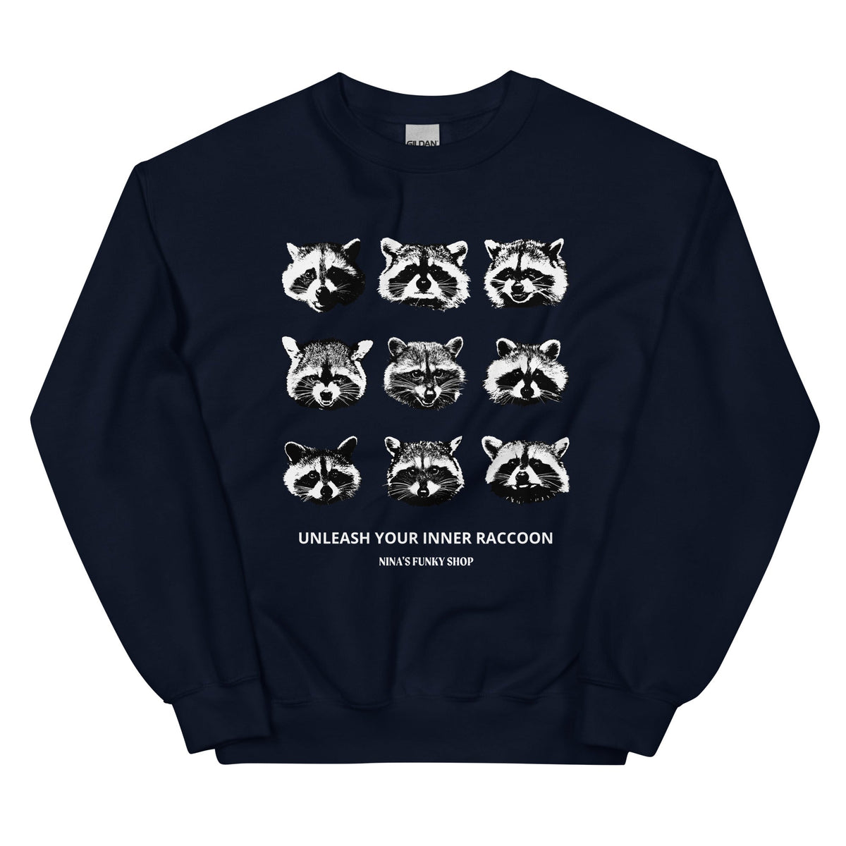 Nine Naughty Raccoon Faces Sweatshirt - ninanush