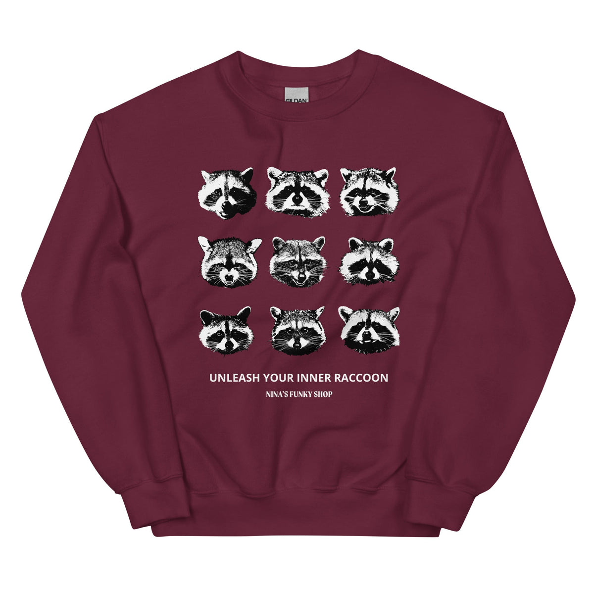 Nine Naughty Raccoon Faces Sweatshirt - ninanush