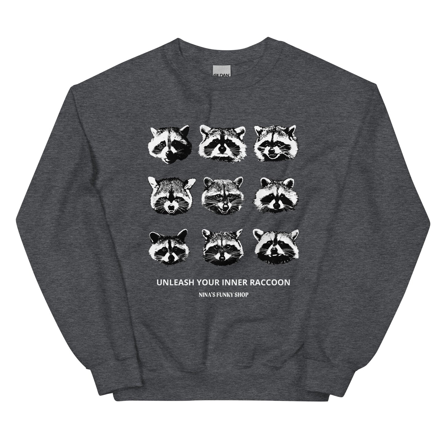 Nine Naughty Raccoon Faces Sweatshirt - ninanush