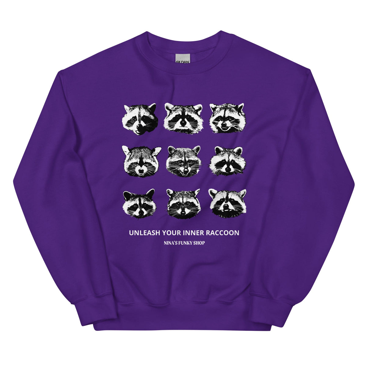 Nine Naughty Raccoon Faces Sweatshirt - ninanush