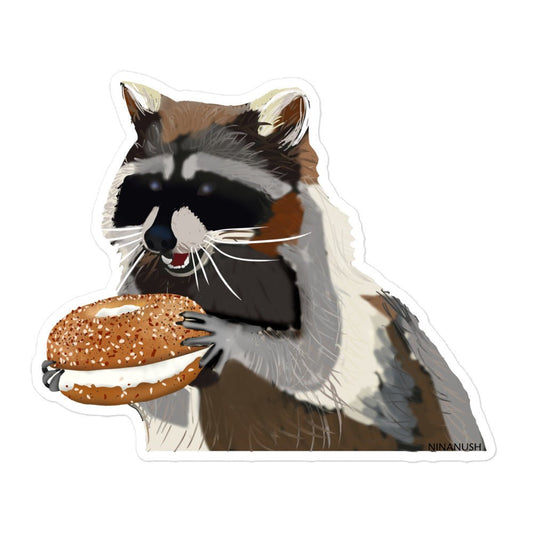Raccoon Bagel Sticker - ninanush