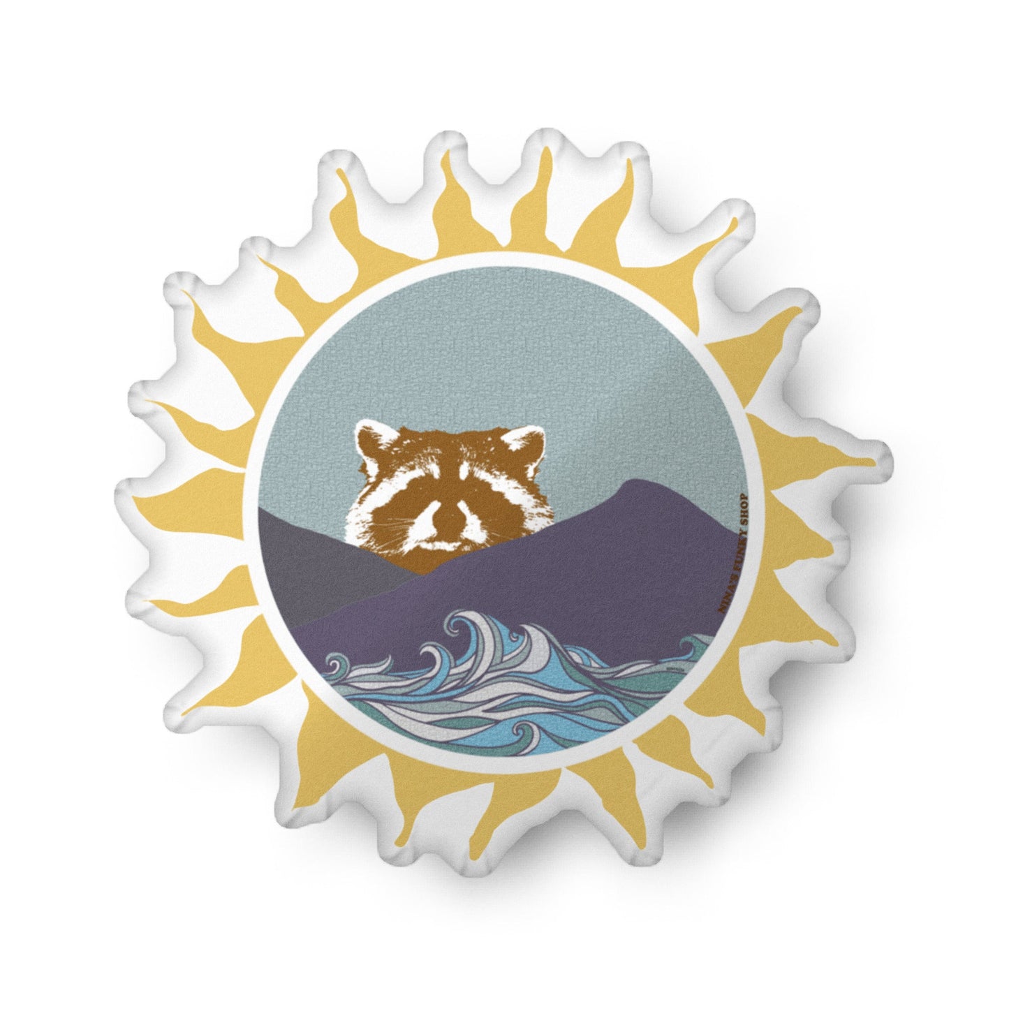 Raccoon Sun Shaped Pillow - ninanush