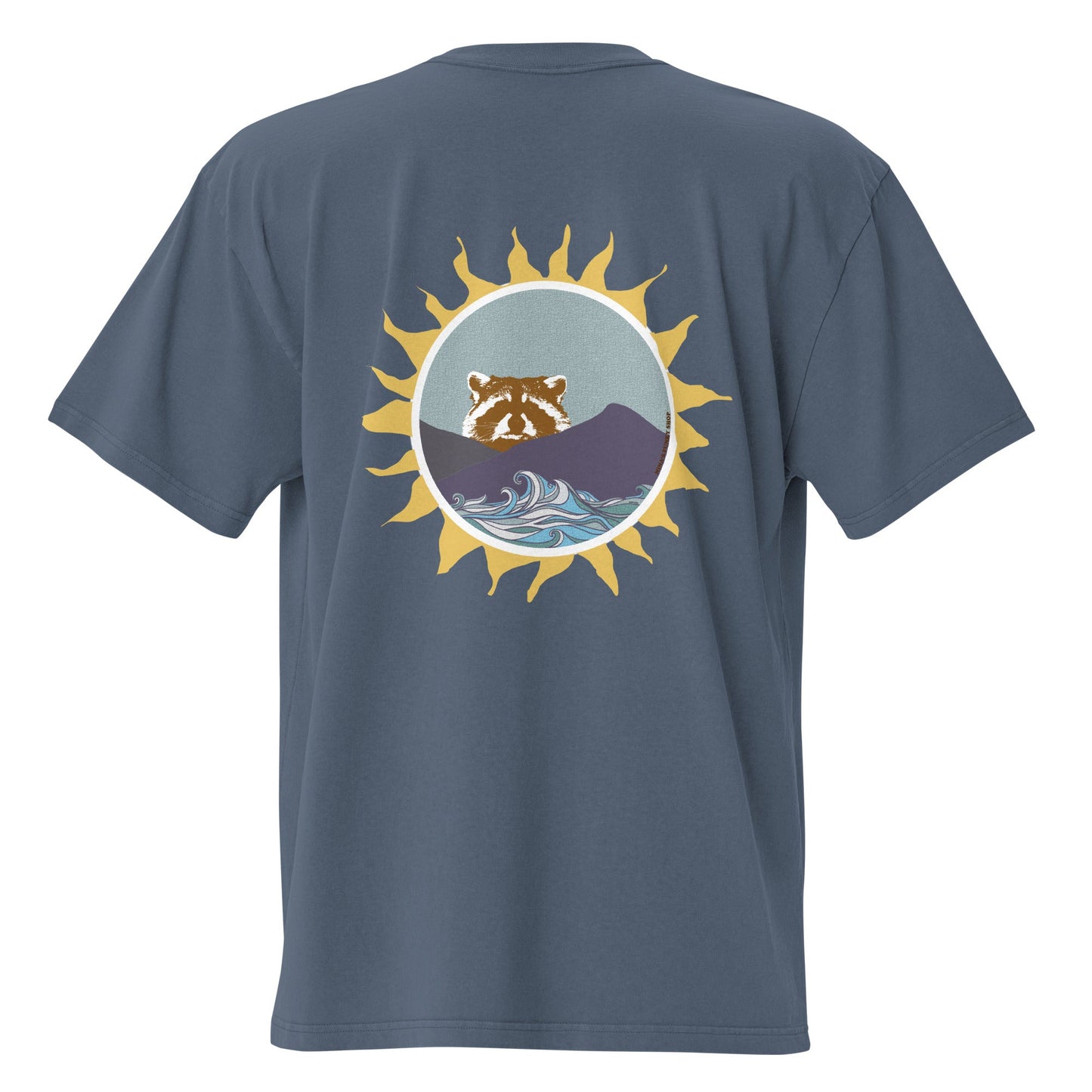 Raccoon Sun Urban Wildlife Oversized Graphic T-Shirt - ninanush