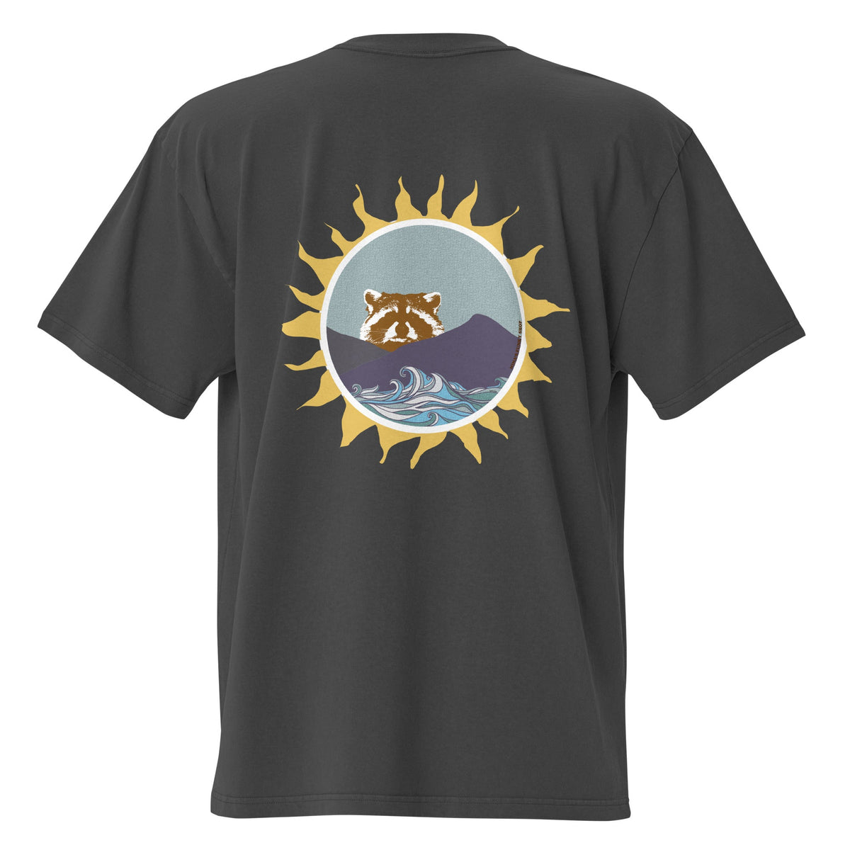 Raccoon Sun Urban Wildlife Oversized Graphic T-Shirt - ninanush