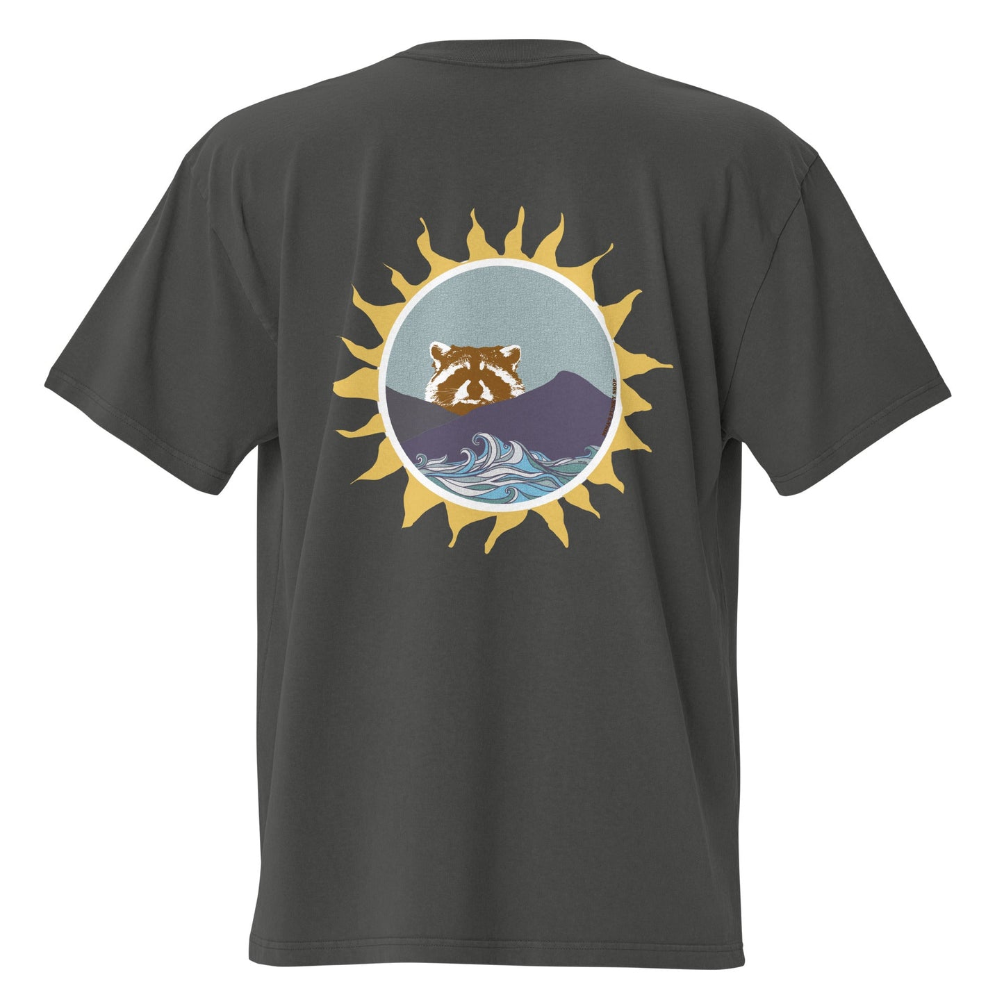Raccoon Sun Urban Wildlife Oversized Graphic T-Shirt - ninanush