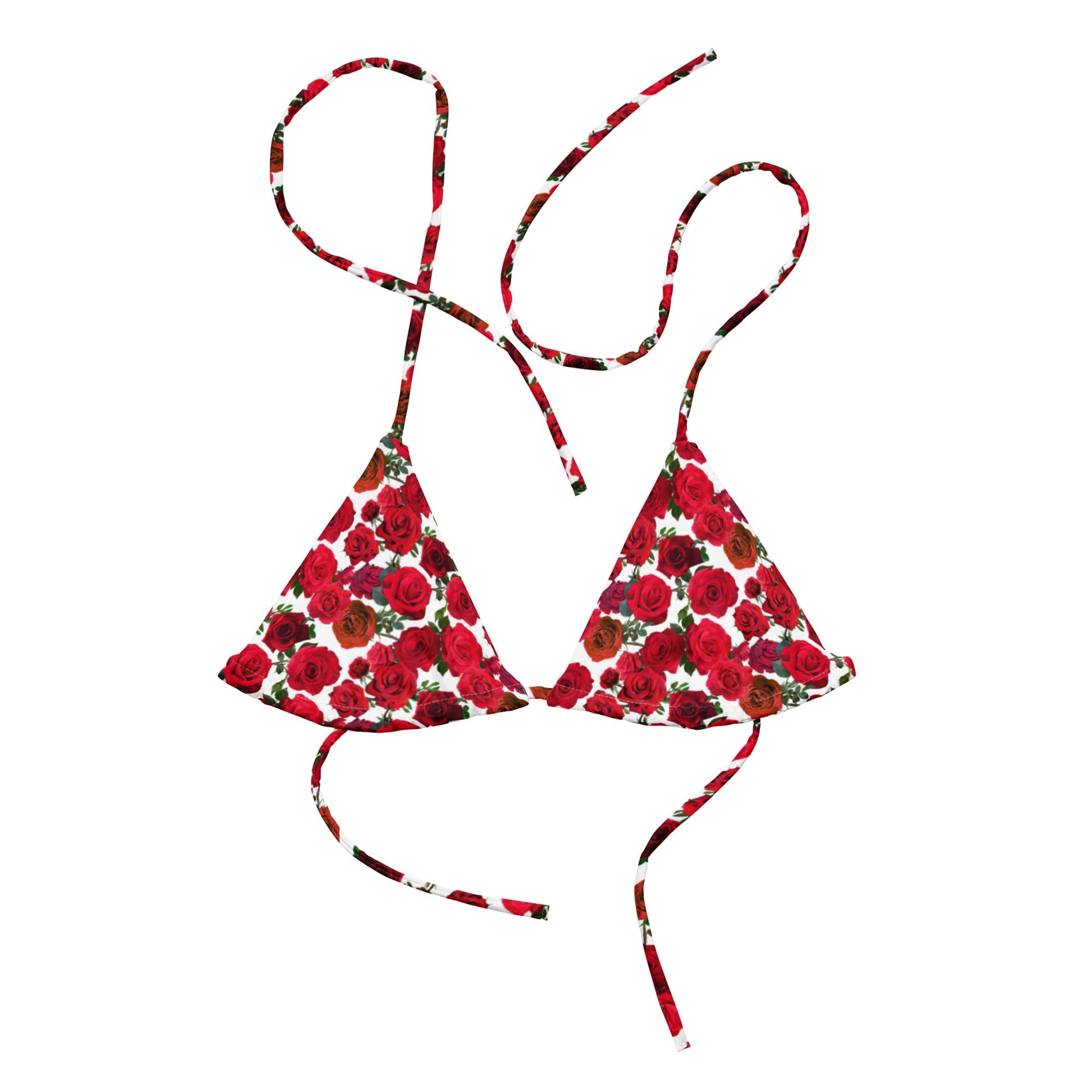 Red Roses Recycled Bikini Top - ninanush